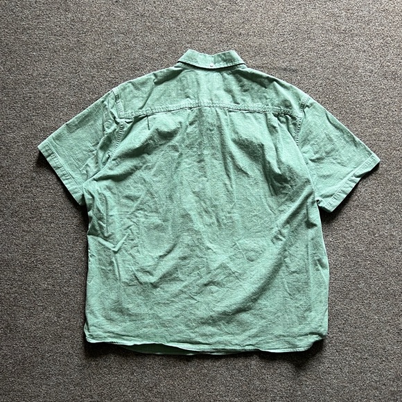 LL Bean Green Short Sleeve Button Down Shirt Mens XL Traditional Fit Casual Top - Picture 6 of 12